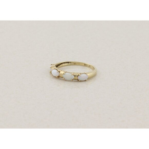 10k Yellow Gold Natural Opal Band Ring Size 7 1/4 - Picture 7 of 9